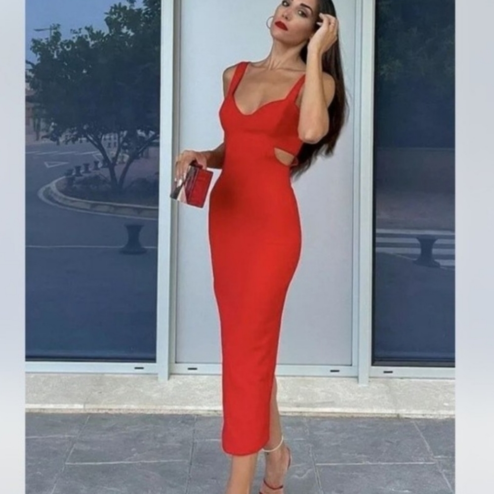 Zara Red Midi Dress
